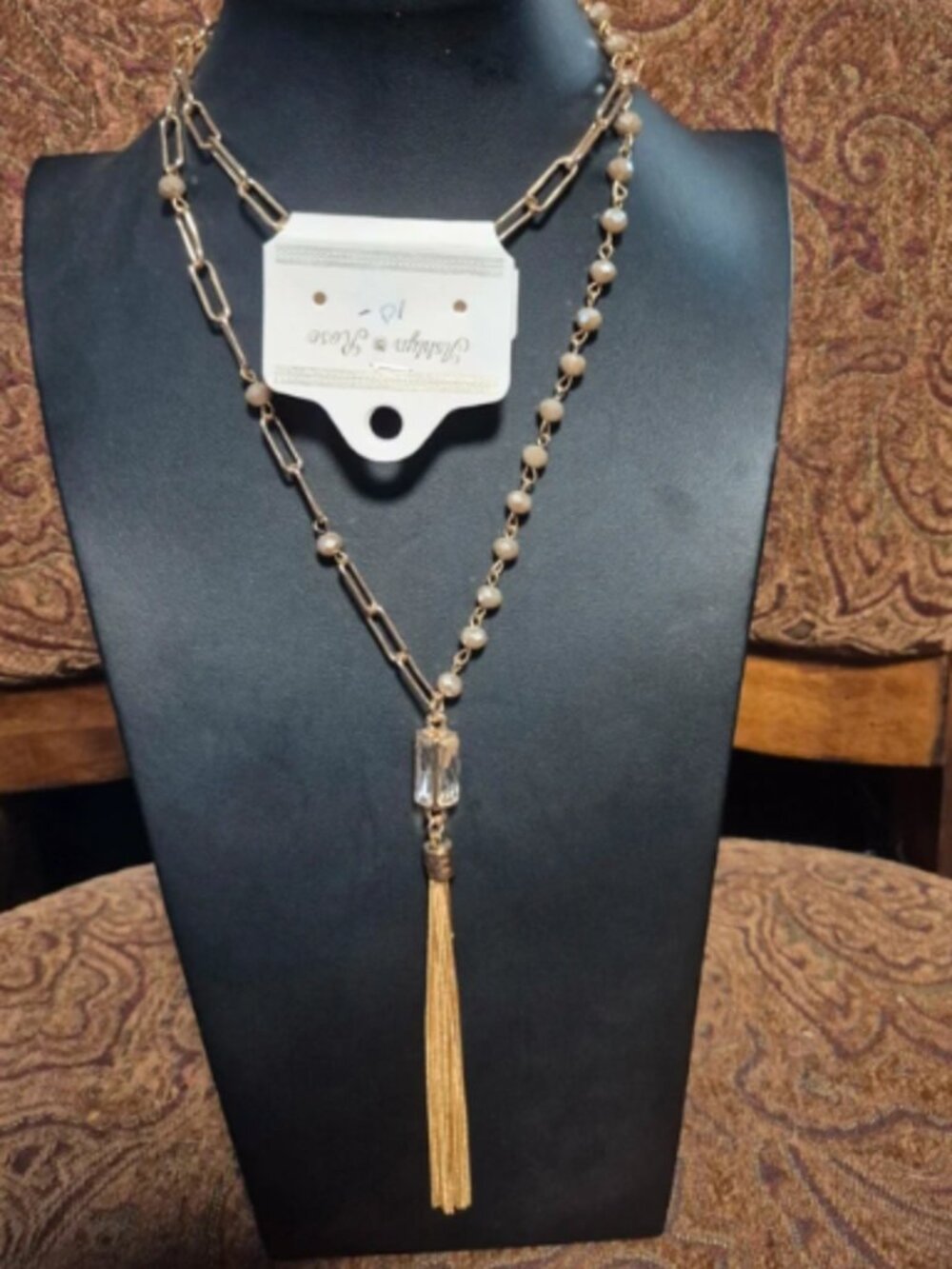 Necklace Ashlyn rose tassle gold tone 28""
